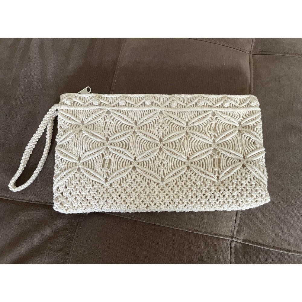 Macrame Crochet Clutch/Wristlet Beige/Tan